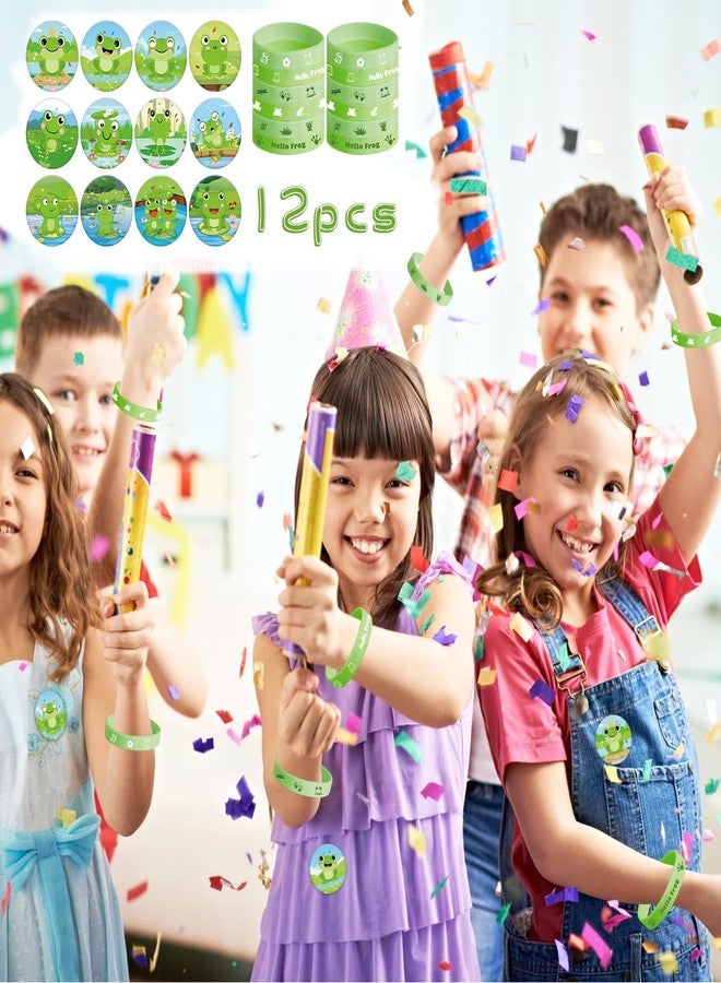 KEFAN مستلزمات حفلات الضفدع من كيفان، تشمل حقائب هدايا، وأساور، وملصقات، وشارات بتصميم ضفدع كرتوني، لهدايا حفلات أعياد ميلاد الأطفال ذات طابع الضفدع. - Image 5